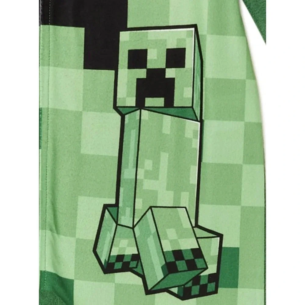 Minecraft‎ Creeper Pajamas Boys Size 8 Green New One Piece Union Suit NWT
